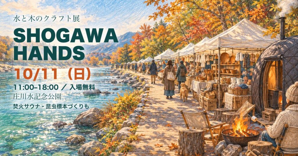 SHOGAWAHANDS 庄川水記念公園 アイキャッチ（イラストはイメージ）