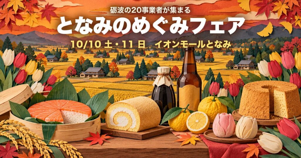となみのめぐみフェア イオンモールとなみ アイキャッチ（イラストはイメージ）