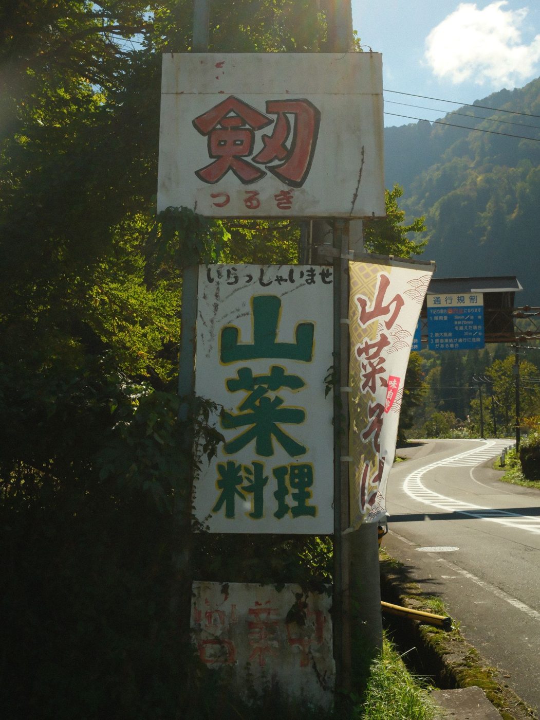 ドライブイン剣 道沿いの看板